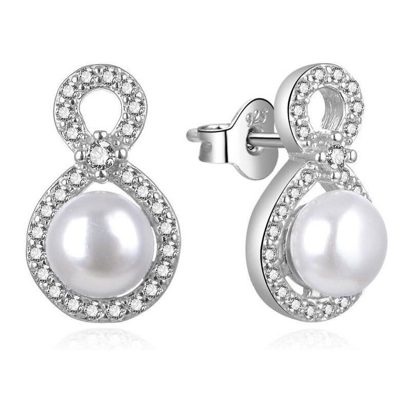 MOISS Nádherné strieborné náušnice s perlami a zirkónmi E0003120 66580386