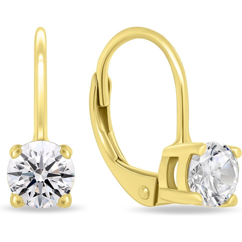 Brilio Silver Minimalistické pozlátené náušnice so zirkónmi EA914Y 66581125