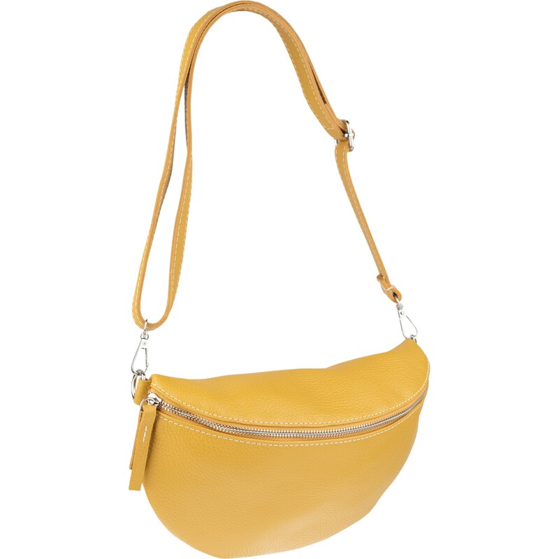 Žltá kožená talianska crossbody kabelka Reni Grande Senape NovaKabelka 46841958
