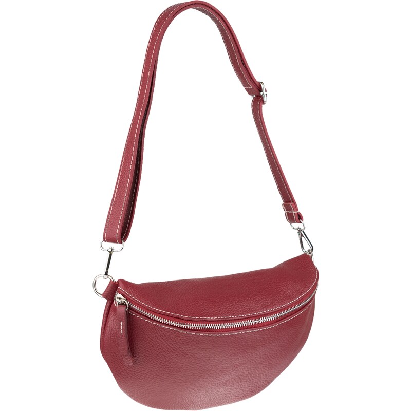 Červená kožená talianska crossbody kabelka Reni Grande Rubino 46841960