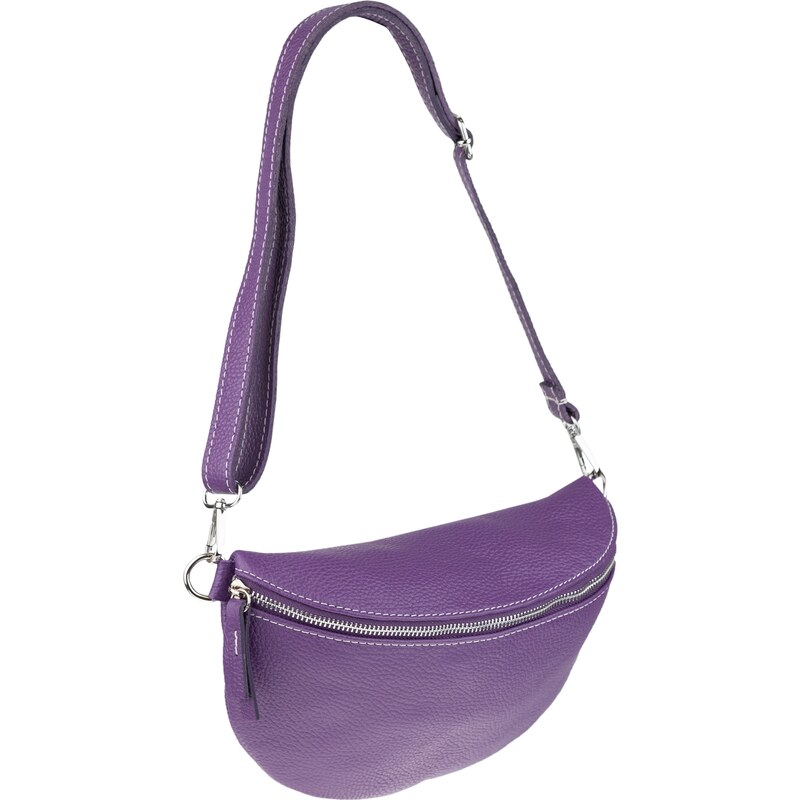 Fialová kožená talianska crossbody kabelka Reni Grande Viola 46841961