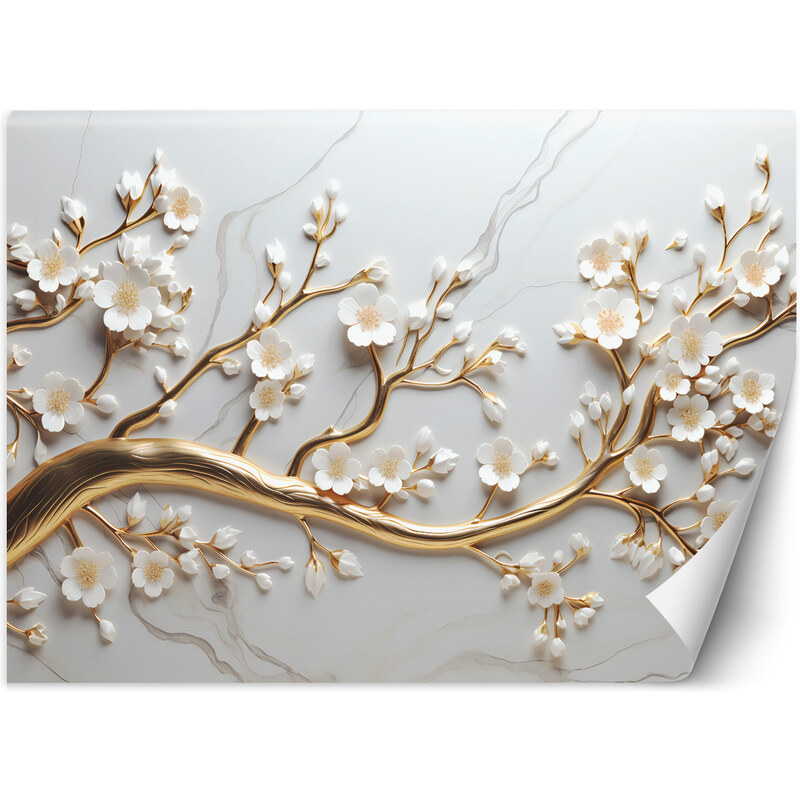 Gario Fototapeta Biele kvety na zlatom konári Materiál: Vliesová, Rozmery: 200 x 140 cm