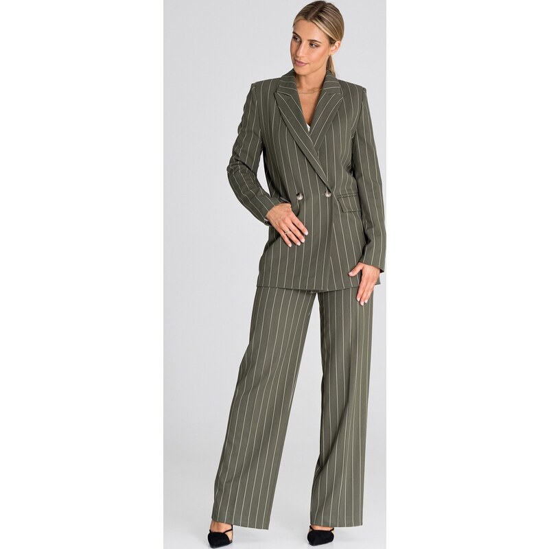 FIGL Khaki pruhované elegantné sako M951 olive 46843342