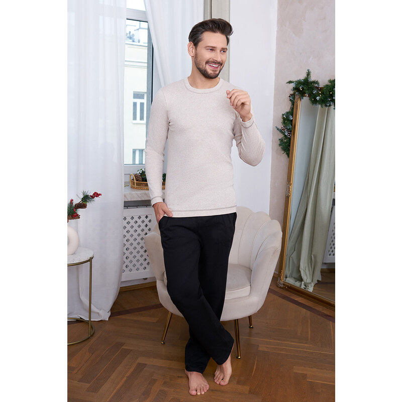 Italian Fashion Pánske bavlnené pyžamo Zermat béžové, Farba béžová 46850916