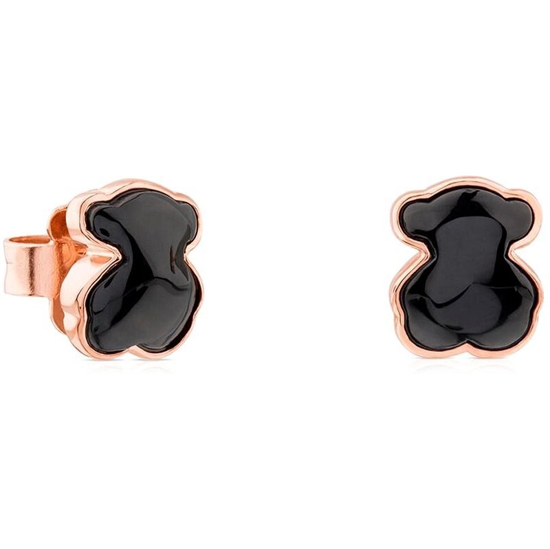 Tous Pozlátené medvedíkové náušnice s onyxom Icon Color 614933530 66587428