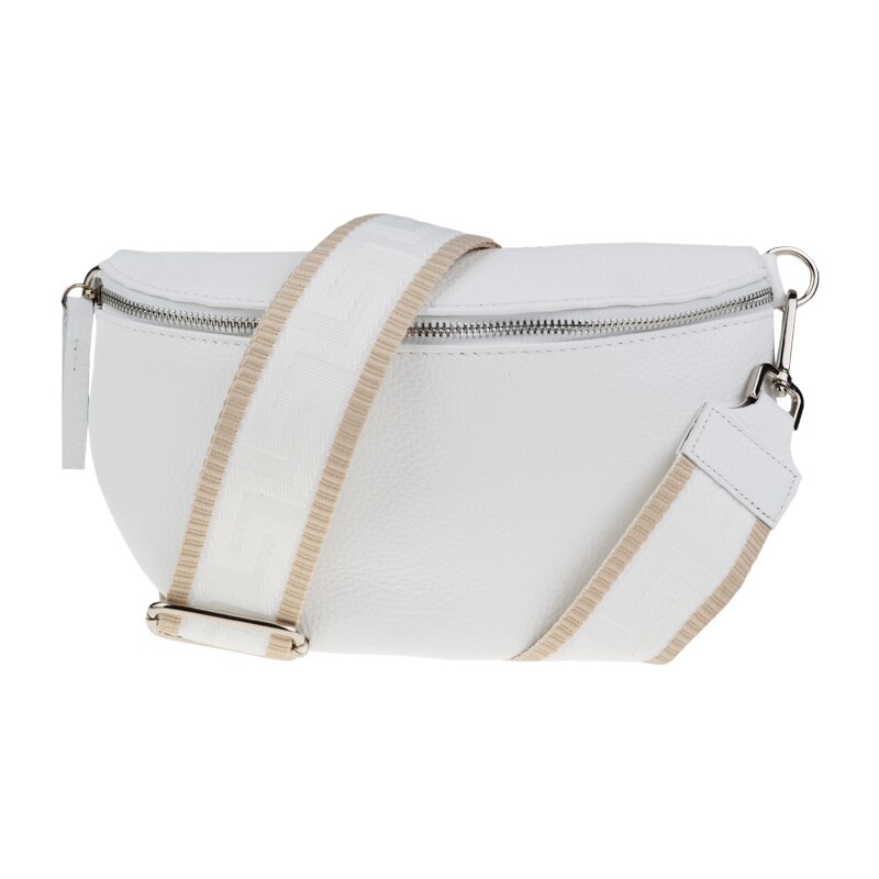 Biela kožená talianska crossbody kabelka Reni Grande Bianca s 46856727