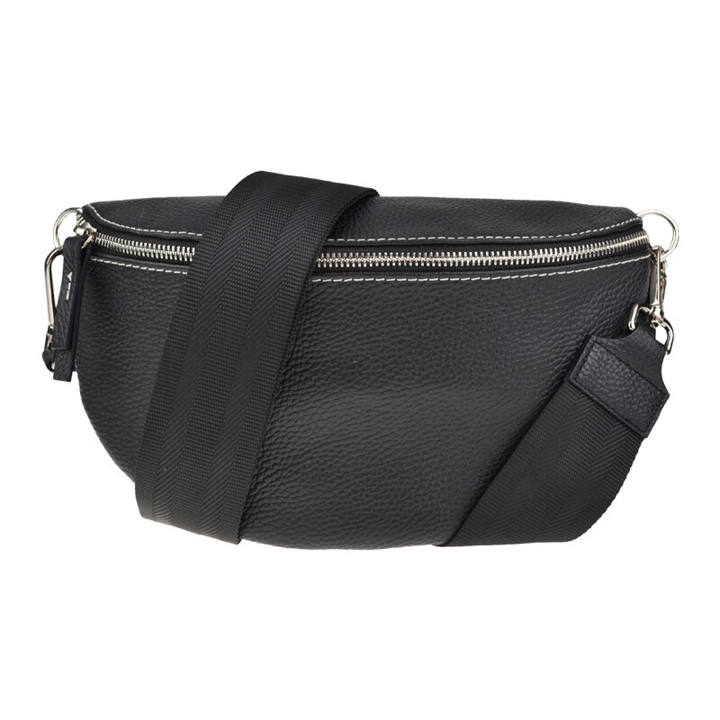Čierna kožená talianska crossbody kabelka Reni Grande Nera s prídavným 46858504