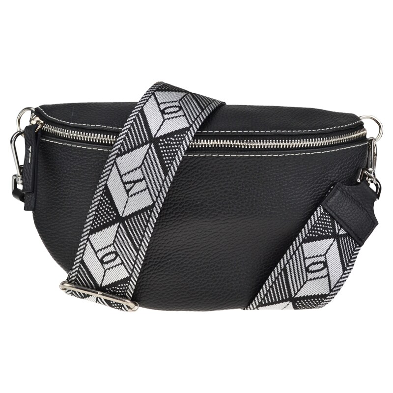 Čierna kožená talianska crossbody kabelka Reni Grande Nera s prídavným 46858505