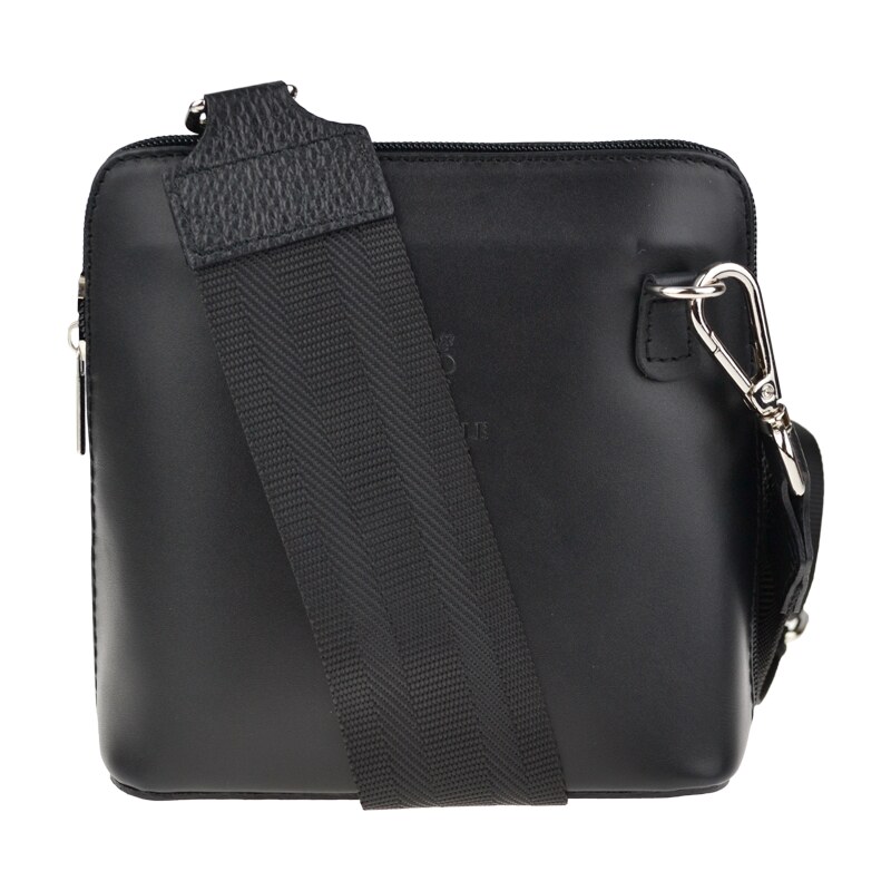 Čierna kožená talianska crossbody kabelka Grana Nera s prídavným 46858503