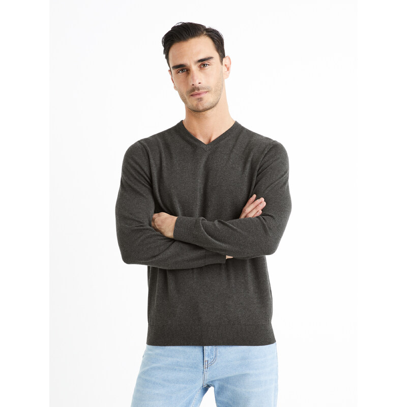 Tmavosivý pánsky basic sveter Celio Decotonv 50604608