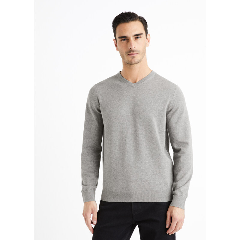 Šedý pánsky basic sveter Celio Decotonv 67548403