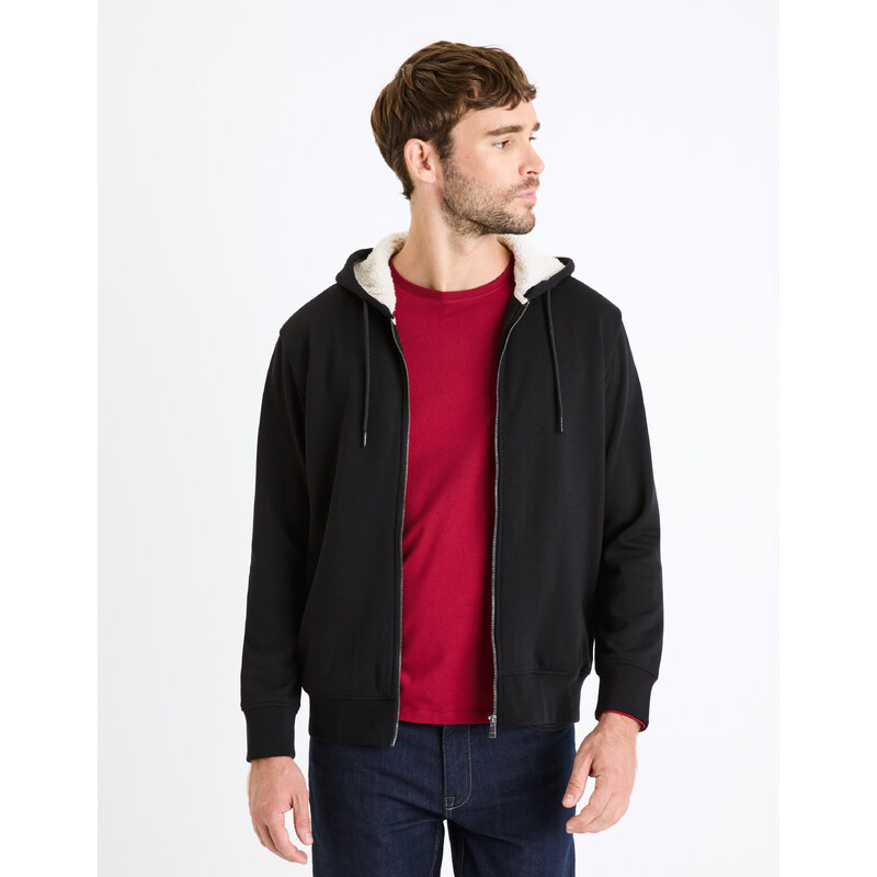 Čierna pánska zateplená mikina na zips s kapucňou Celio Fesherpax 50551377