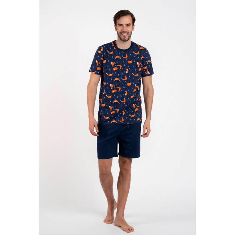 Italian Fashion Pánske bavlnené pyžamo krátke Witalis tmavomodré, 46860244