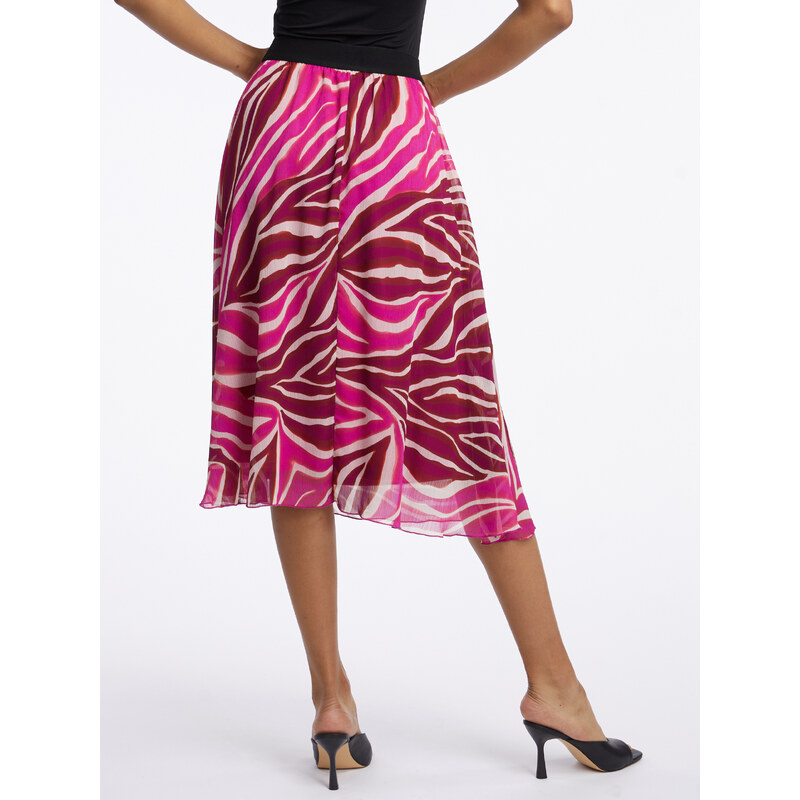 Orsay Pink & Burgundy Women's Patterned Midi Skirt - Women's