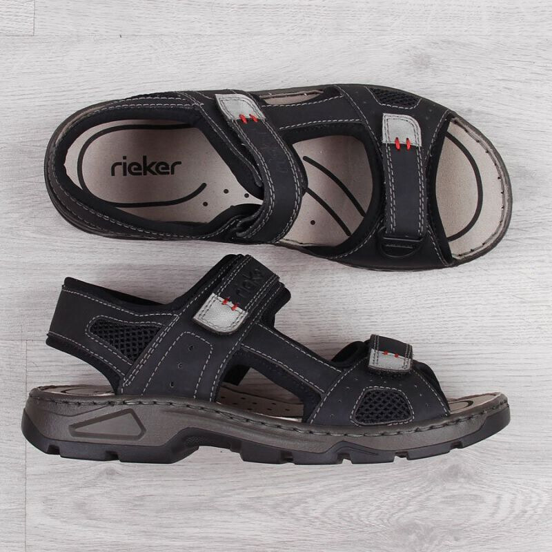Rieker M R447 Pohodlné sandále na suchý zips čierne