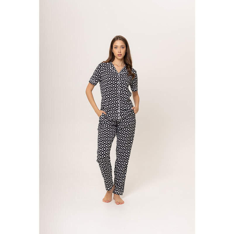 Dámske pyžamo 180/158 čiernobiele - Karol 49777413