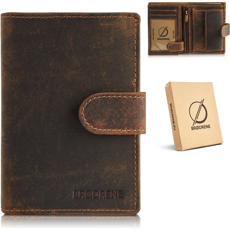 BRØDRENE Pánska kožená peňaženka G-28-HBR | hnedá G-28-HBR 46885080