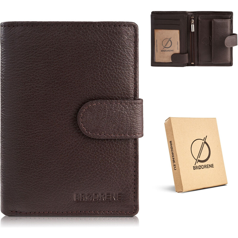 BRØDRENE Pánska kožená peňaženka G-28-BR | hnedá G-28-BR 46885081