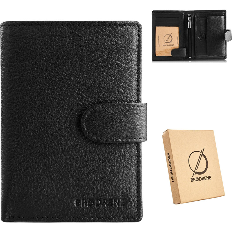 BRØDRENE Pánska kožená peňaženka G-28-BL | čierna G-28-BL 46885082