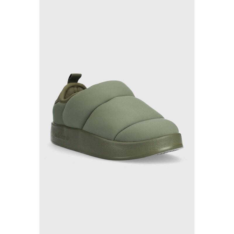 Detské papuče adidas Originals PUFFYLETTE J zelená farba