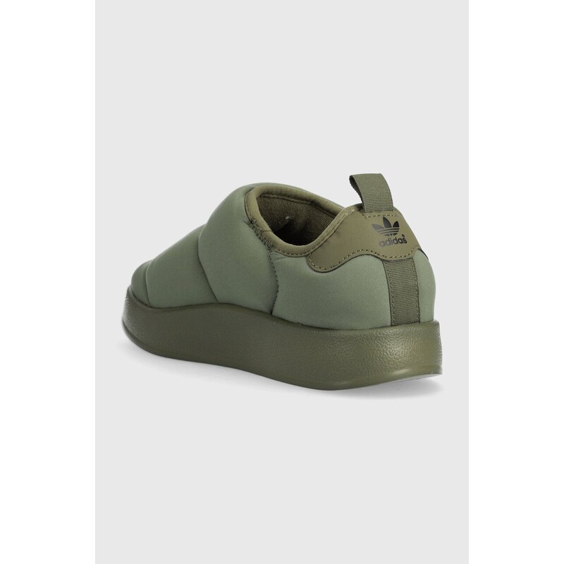 Detské papuče adidas Originals PUFFYLETTE J zelená farba