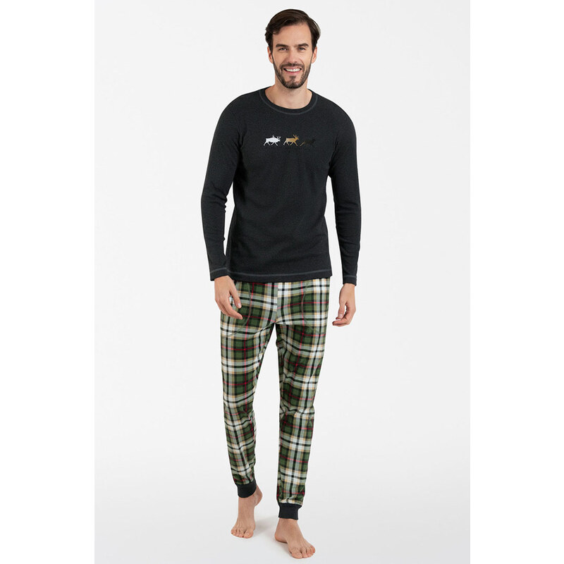 Italian Fashion Vianočné pánske pyžamo Seward mega soft grafitové, 46912096