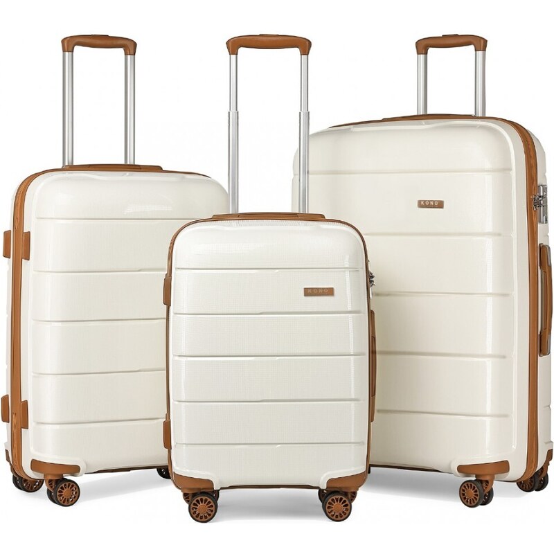 Set kufrov - unisex PP lesklý KONO na cesty, béžový 62660838