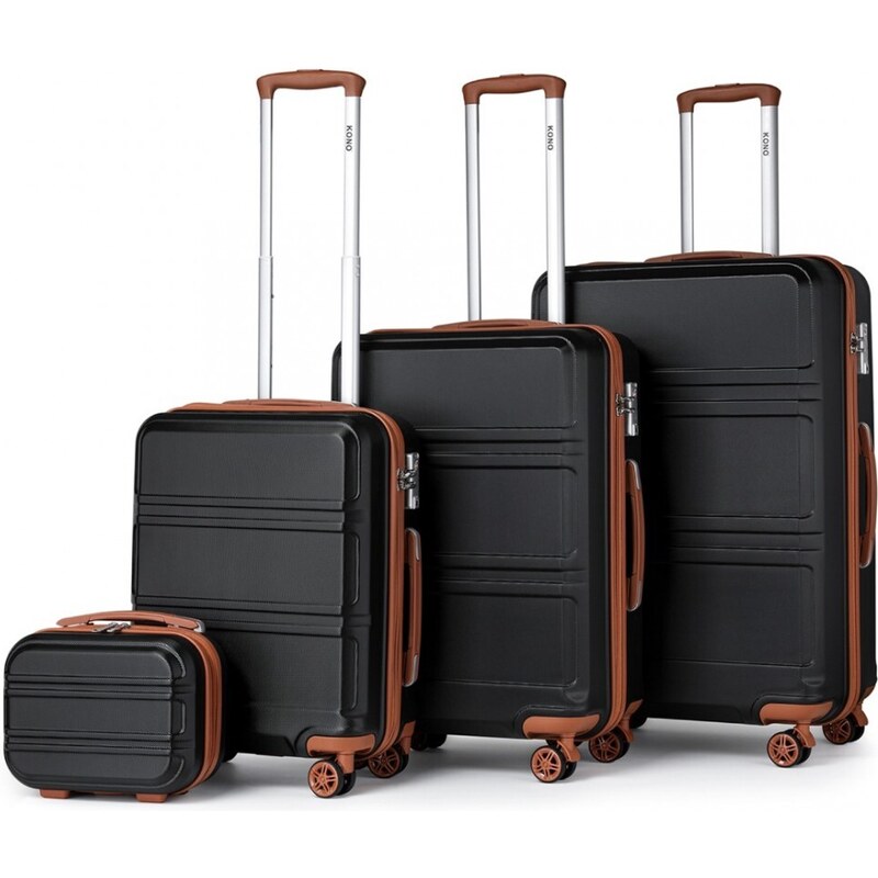 KONO Veľký 4 set cestovných kufrov Ariel, čiernohnedý 60862314