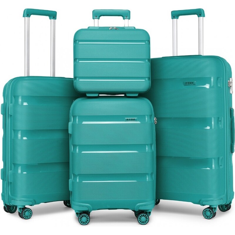 Set kufrov - KONO pastelový 4set s kozmetickým kufríkom, tyrkysový 46927417