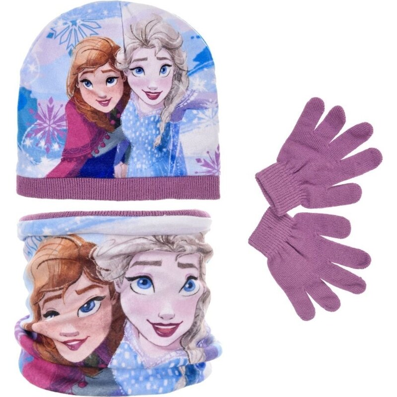 SunCity Set zimná čiapka, rukavice a nákrčník Ľadové kráľovstvo - Frozen