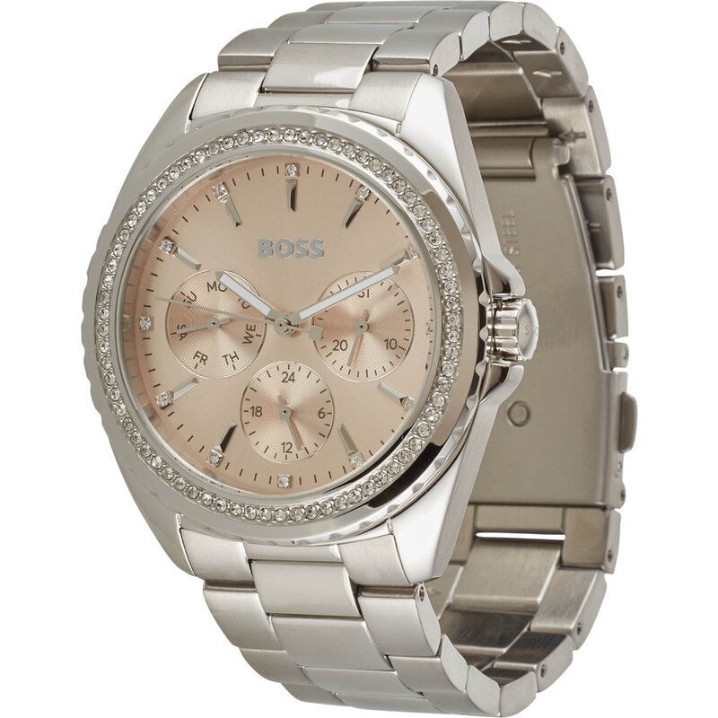 BOSS Analógové hodinky Atea béžová / strieborná / priehľadná 59099033
