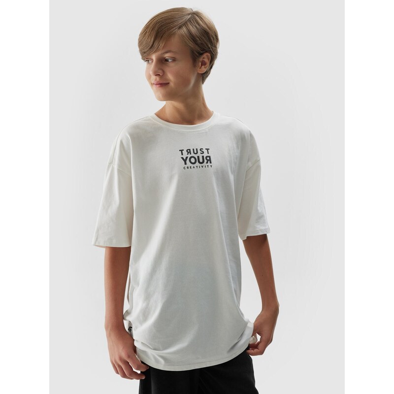 4F Detské tričko s nápisom - šedobiele