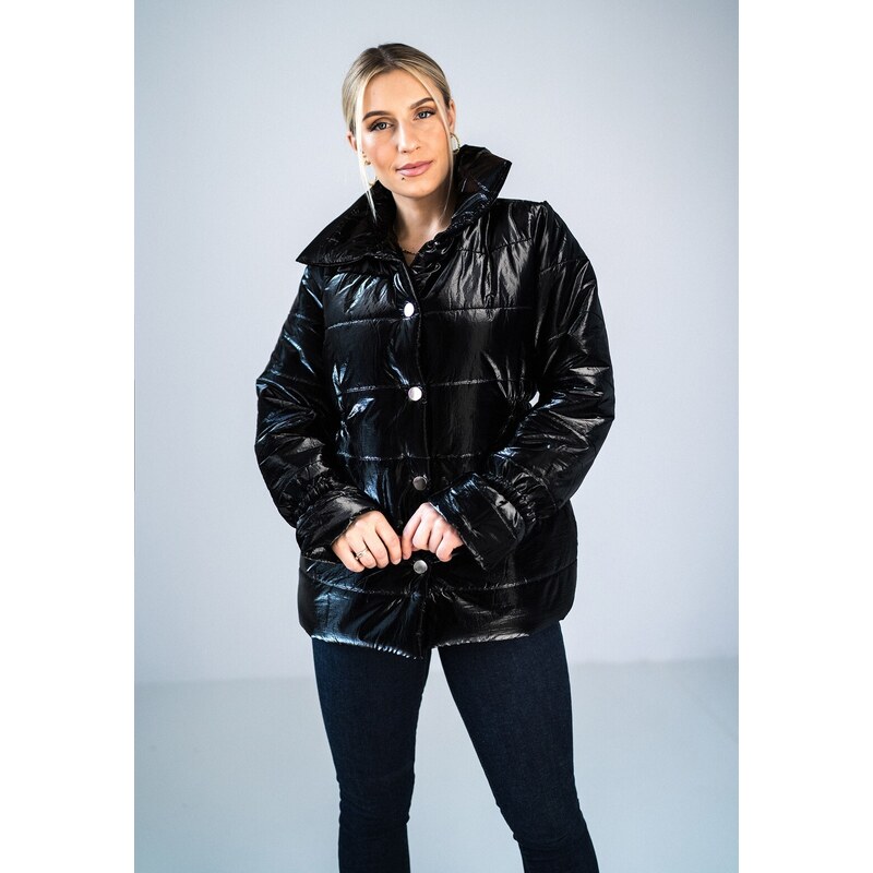 FIGL Čierna lesklá prešívaná bunda M933 black 47338481