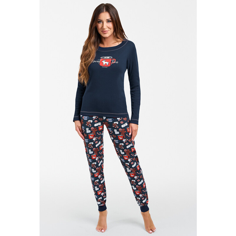 Italian Fashion Vianočné dámske pyžamo Makala mega soft tmavomodré, 46952151