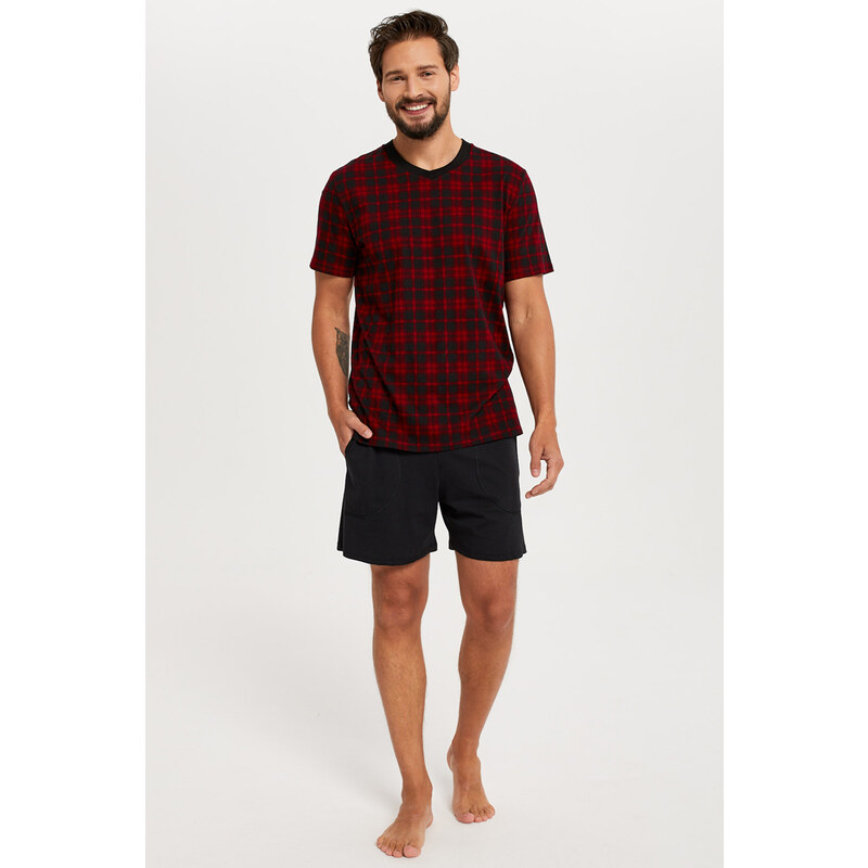 Italian Fashion Pánske bavlnené pyžamo krátke Elias čierne, Farba 46952157