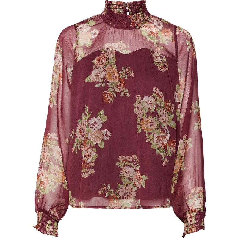 VERO MODA Blúzka MARYA olivová / tmavooranžová / ružová / vínovo 46963494