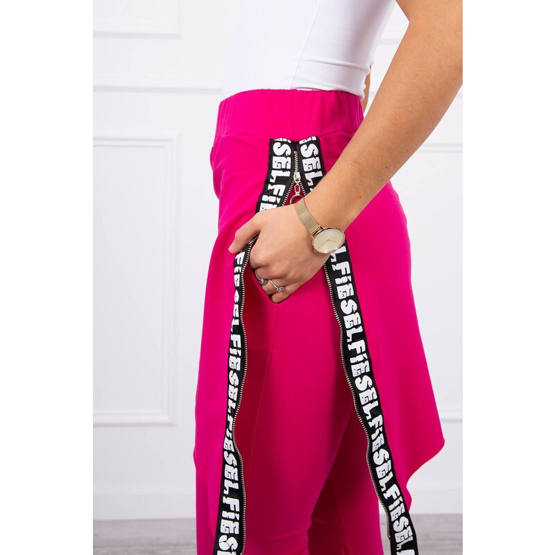 K-Fashion Nohavice/oblek s nápisom selfie fuchsiová 44559062