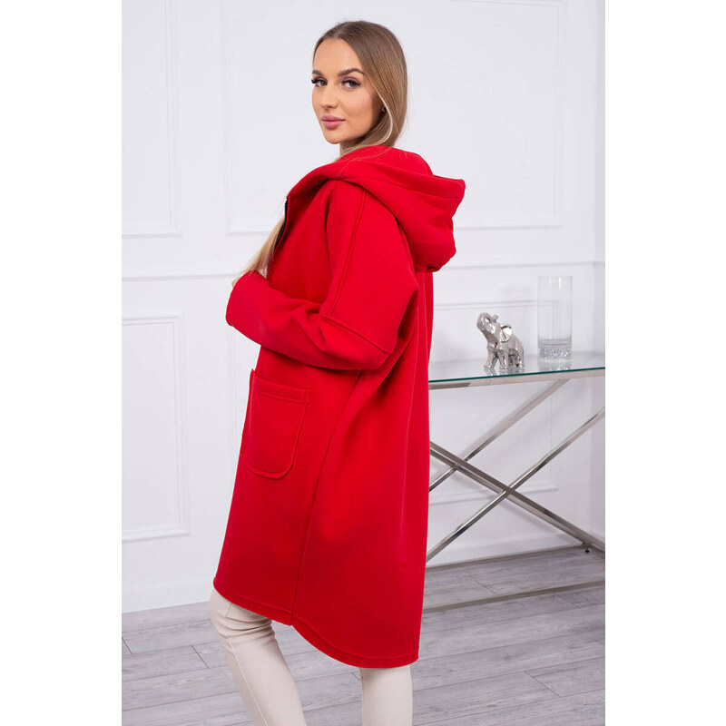 K-Fashion Zateplená mikina s dlhším chrbtom červená 44560195