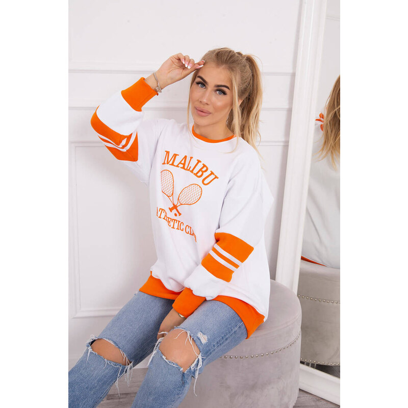 K-Fashion Zateplená mikina Malibu biela+oranžová 44560638