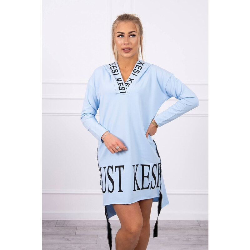 K-Fashion Šaty s kapucňou a potlačou modrej 49759328
