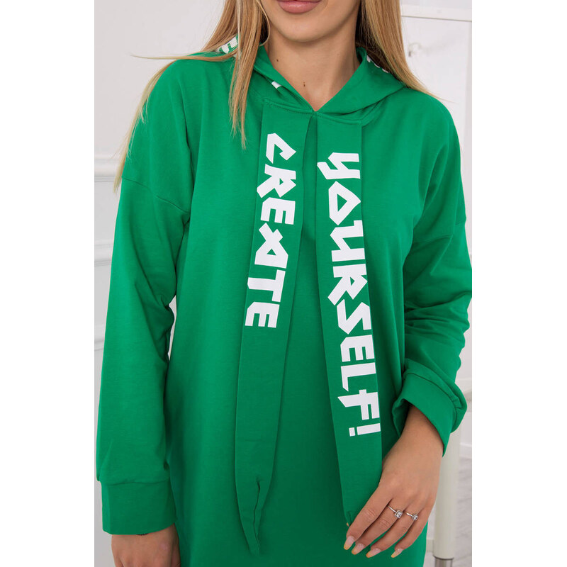 K-Fashion Oversize zelené šaty s kapucňou 49759640