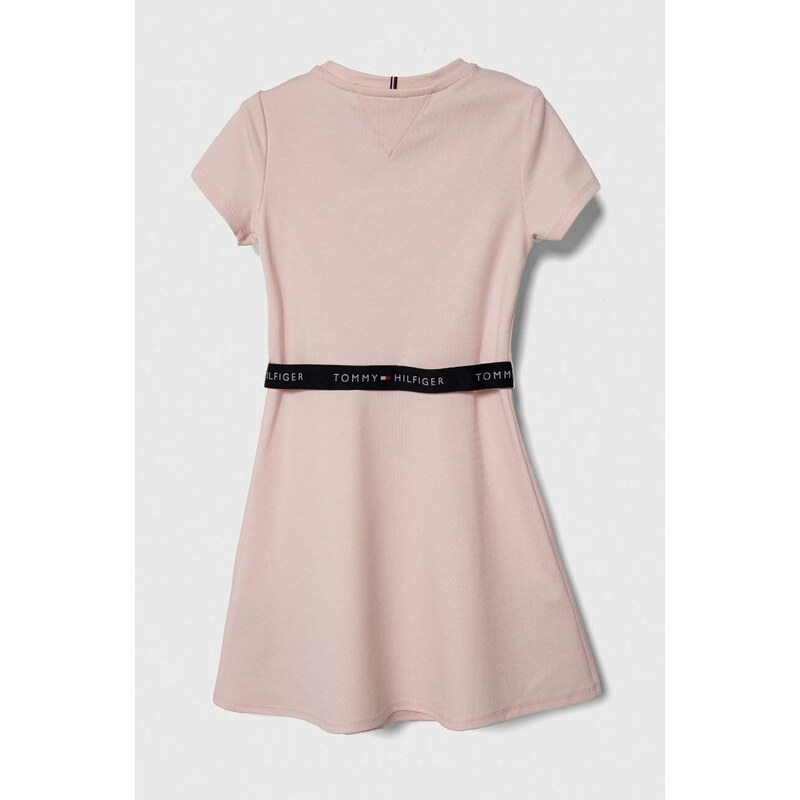 Dievčenské šaty Tommy Hilfiger ružová farba, mini, áčkový strih
