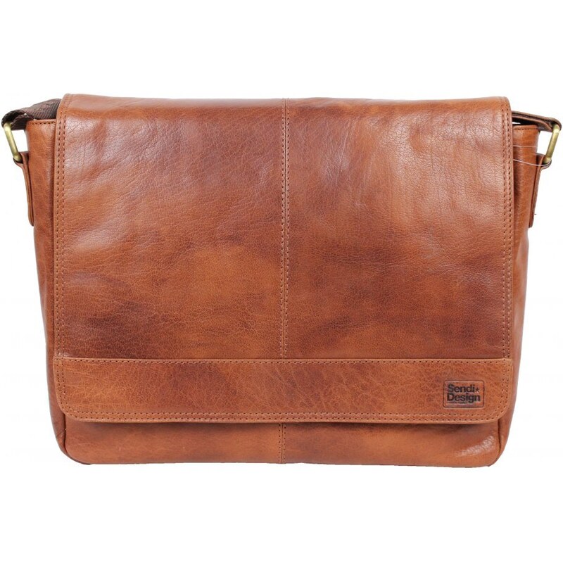 Sendi Design kožená taška cez rameno ORION koňak melír 46999852