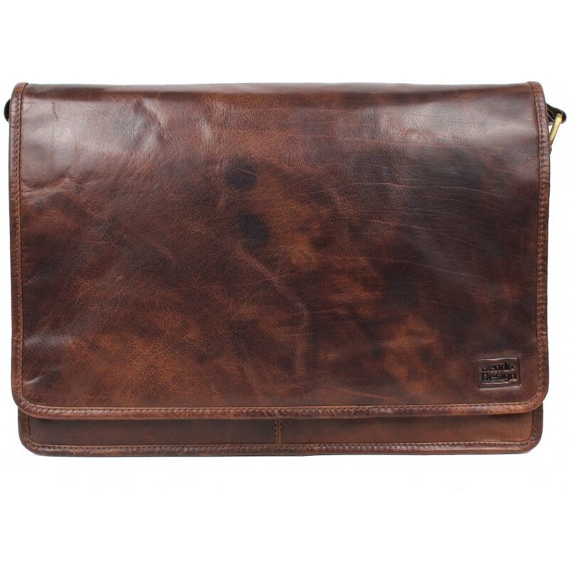 Sendi Design Pánska kožená taška cez rameno MARS hnedá melír 46999849