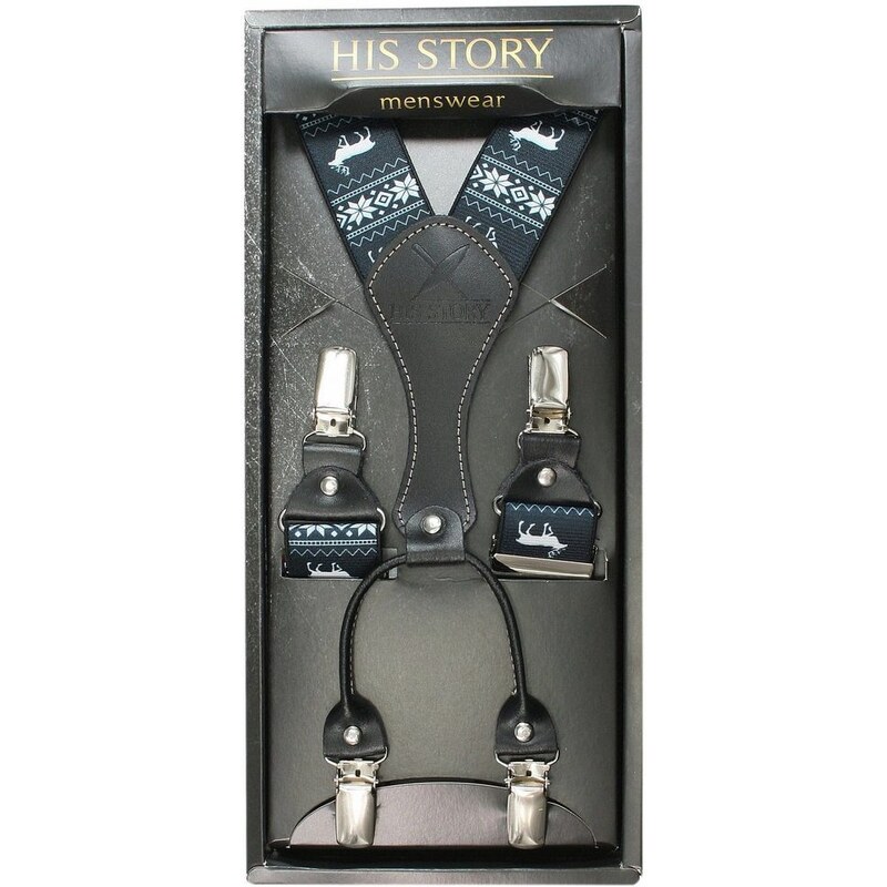 Modré pánske traky s vianočným motívom 47044441