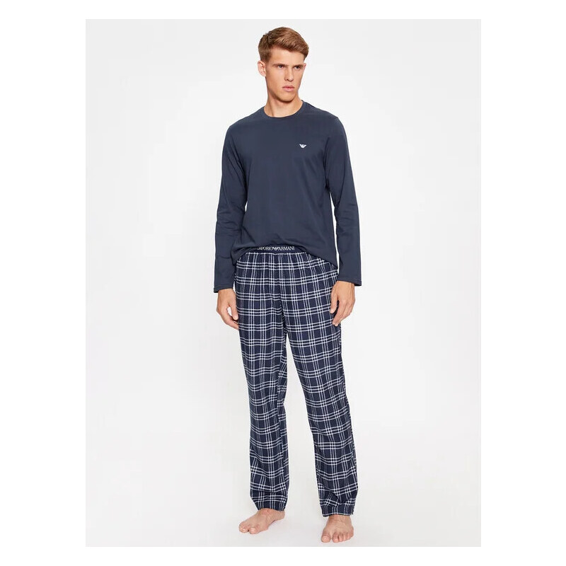 Pánske pyžamové nohavice 112036 3F576 59136 čierna kocka - Emporio 49778212