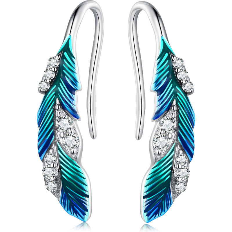 Royal Fashion strieborné visiace Pávie pierko BSE707 53972834