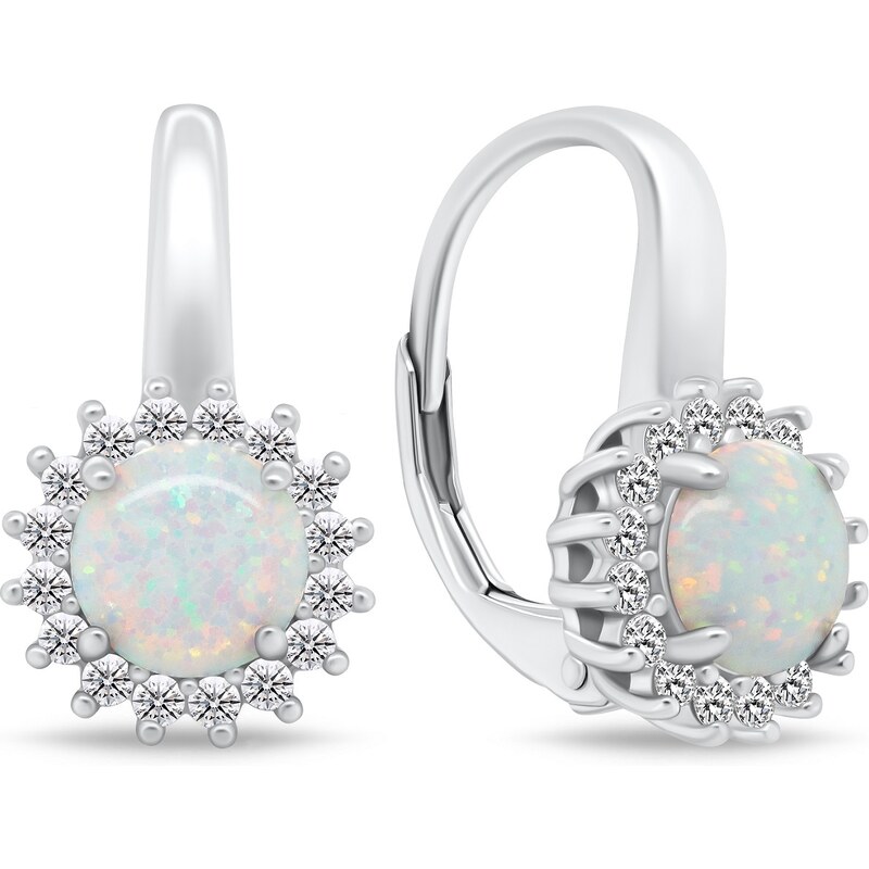 Brilio Silver Pôvabné strieborné náušnice so zirkónmi a opálmi EA930W 66584983