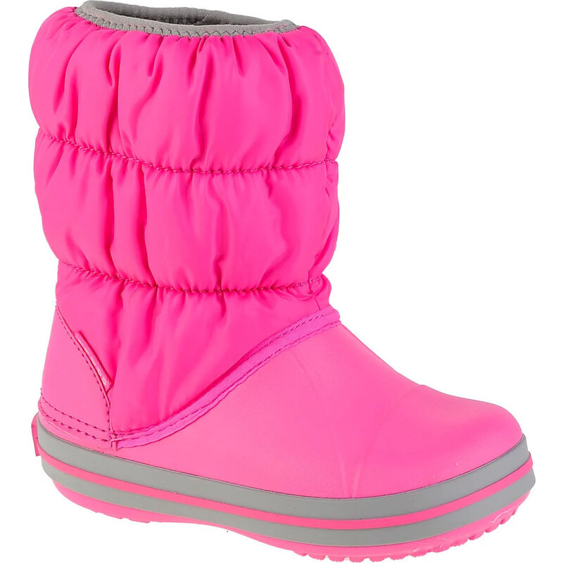 Tmavoružové dievčenské snehule Crocs Winter Puff Boot Kids 14613-6TR 47045420