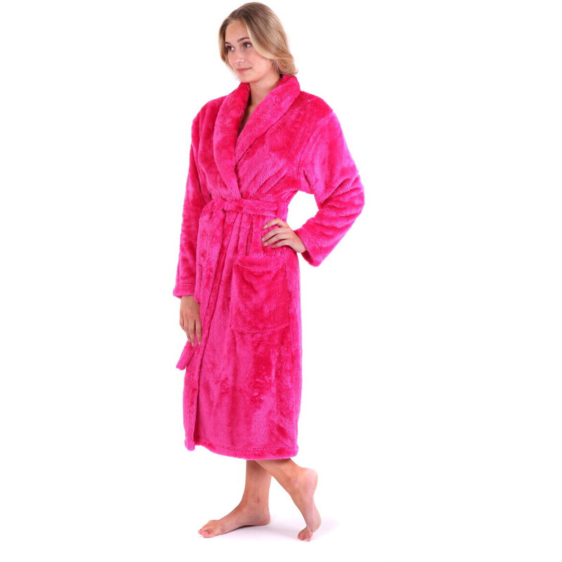 Dámska župan LILLY extra so šálovým golierom 2120 3430 Tmavo ružová - 49780368